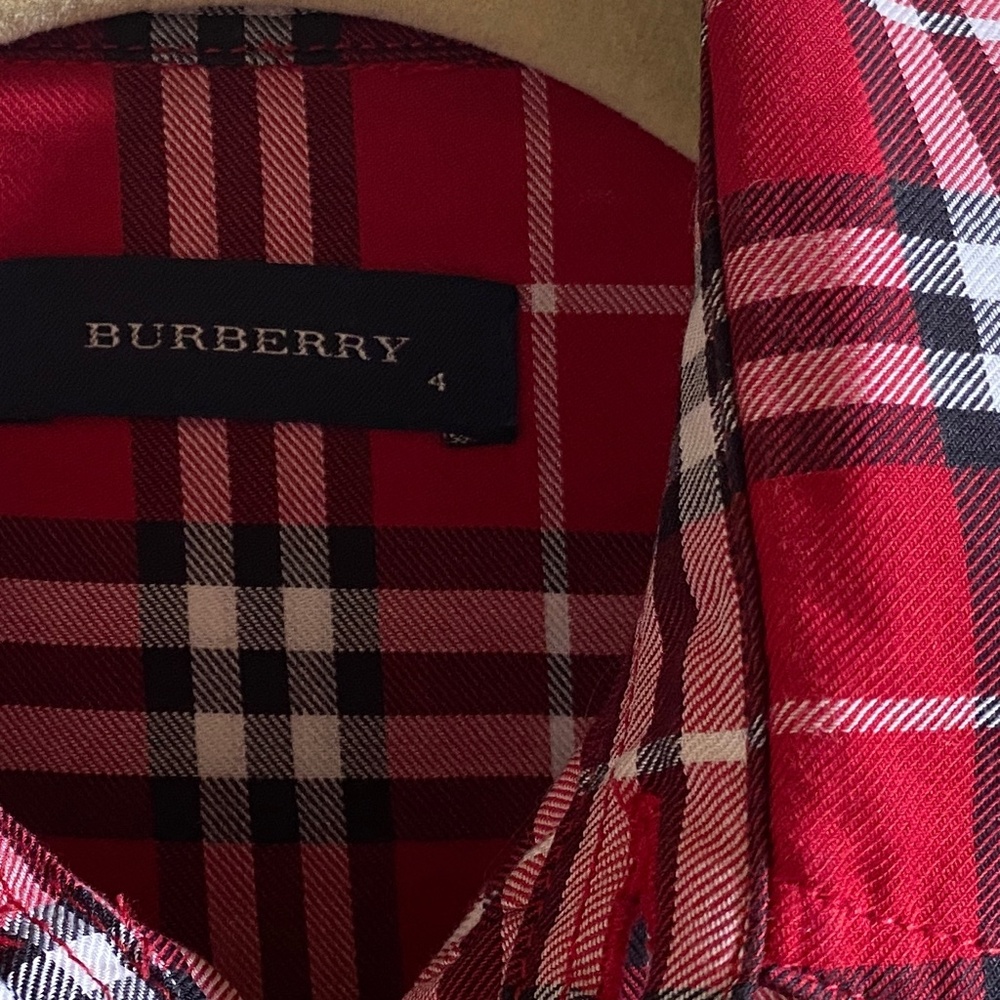 Burberry boys Vermillion Red Check Cotton Shirt Sz4 - Picture 3 of 7